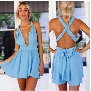 Blue Multi Wrap Romper
